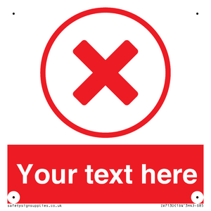 Custom red background, red cross in circle sign